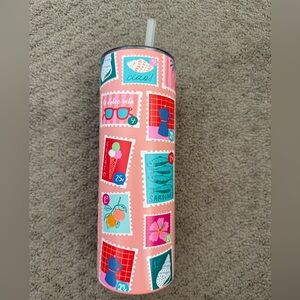 La Dolce Vita Pink Patterned Tumbler with Straw